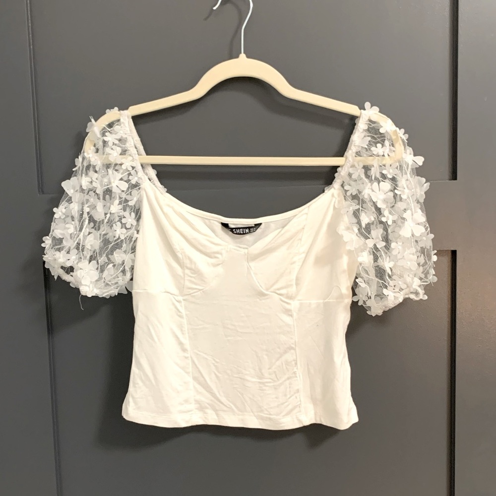 SHEIN mesh shoulder top